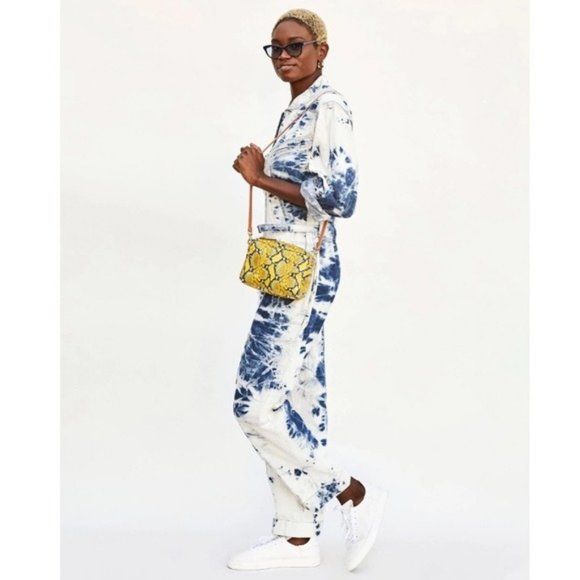 Clare V. Midi Sac in Yellow Mini Snake Print Leather Convertible Bag NWT - Picture 3 of 6